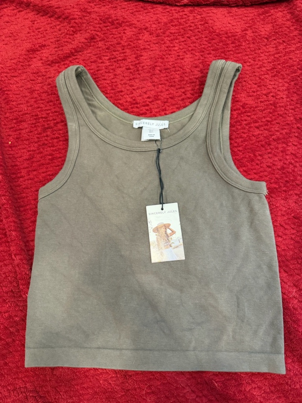 Sincerely Jules Olive Green Crop Tank Top